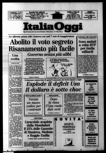 Italia oggi : quotidiano di economia finanza e politica